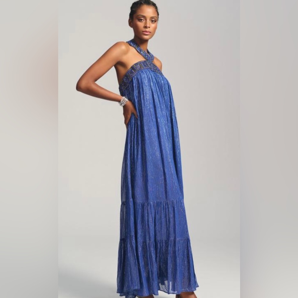 Anthropologie Nirmooha Shine Halter Dress Size XL